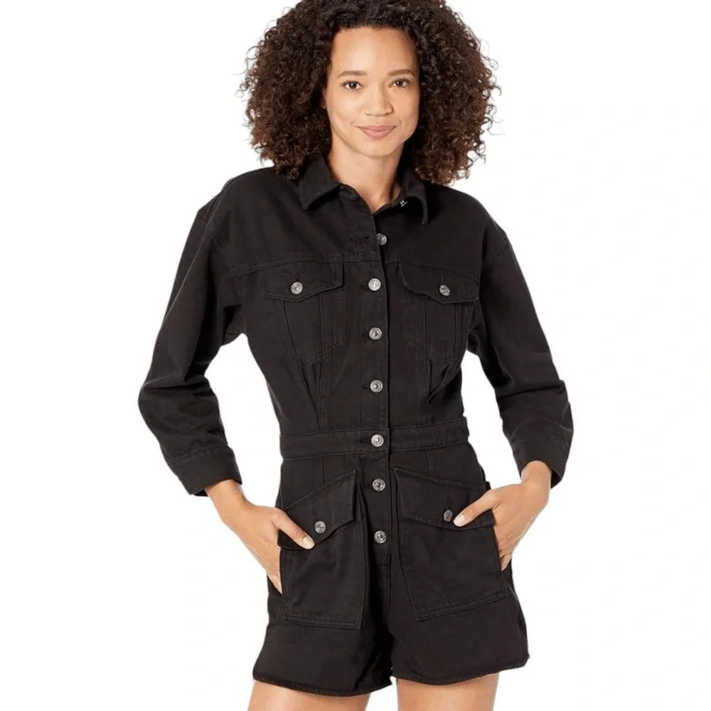 7 For All Mankind Surplus Romper in Black - Size Medium - Picture 1 of 4